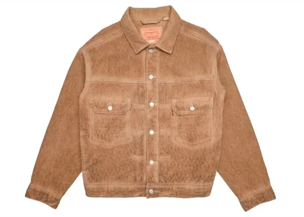Мужская жаккардовая куртка Stussy x Levi's Dyed Jacquard, коричневая