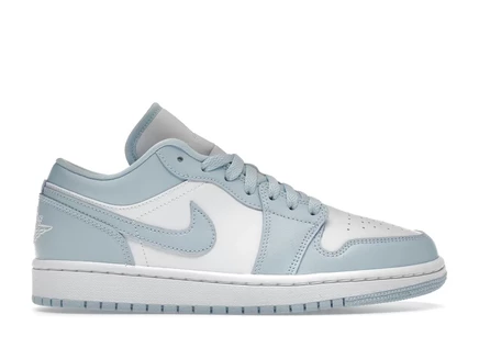 Женские кроссовки Jordan 1 Low White Ice Blue, бело-голубые