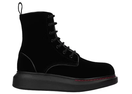 Alexander Mcqueen Hybrid Lace Up Boot Velvet Black (Women's) black