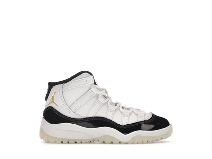 Детские кроссовки Jordan 11 DMP, черно-белые с золотым