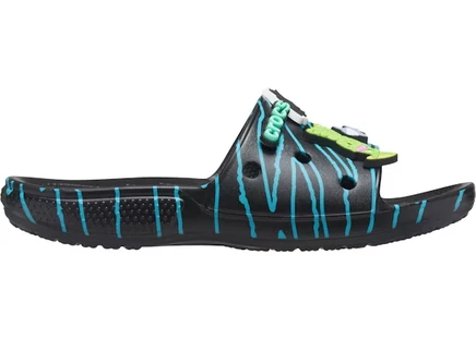 Мужские сандалии Crocs Classic Slide Ron English Party Animals Zebra, черно-синие