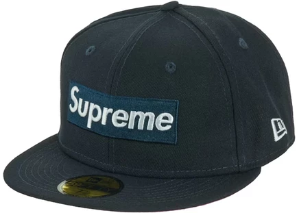 Мужская кепка Supreme No Comp box logo New Era, темно-синяя