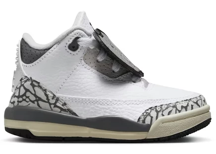 Детские кроссовки Jordan 3 Retro Hide N' Sneak (TD), белые/черные/цементно-серые