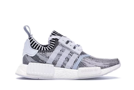 Мужские кроссовки Adidas NMD R1 Glitch Camo, бело-черные
