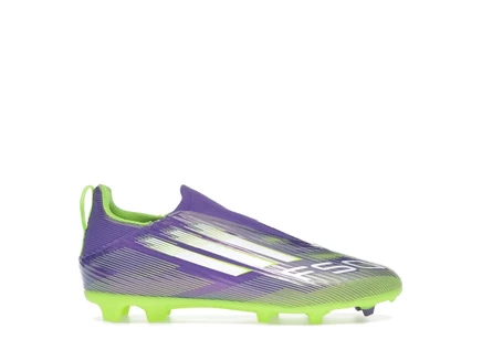 Детские бутсы Adidas F50 Laceless, пурпурные/белые/лимонные