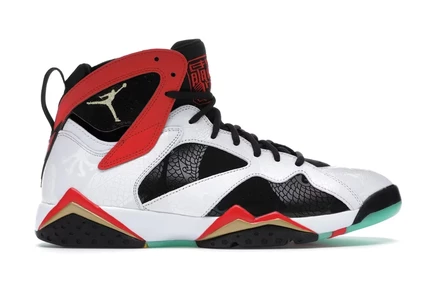 Мужские кроссовки Jordan 7 Retro Greater China, бело-красно-черные с золотом