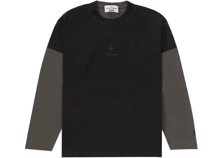 Мужской лонгслив Supreme x Stone Island, черный