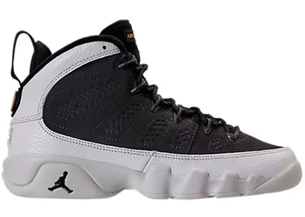 Детские кроссовки Jordan 9 Retro, черно-бело-золотые