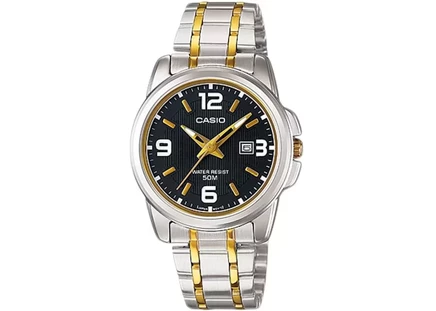 Мужские часы Casio G-Shock LTP-1314SG-1A, сталь, 33 мм, черный циферблат