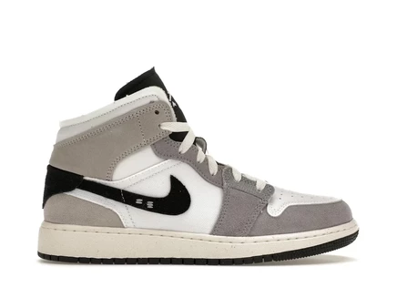 Детские кроссовки Jordan 1 Mid SE Craft, бело-серо-черные