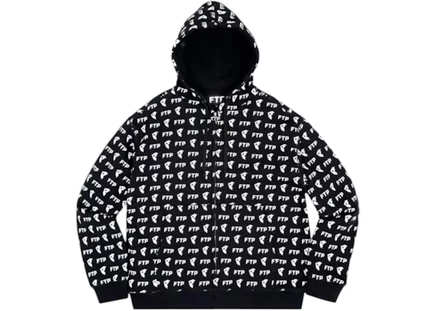Мужская худи на молнии FTP x Famous All Over Logo, черная