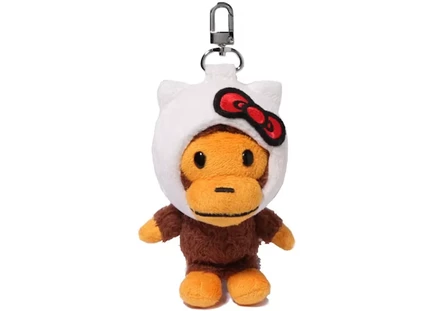BAPE x Sanrio Characters Hello Kitty Baby Milo Plush Doll Keychain White white