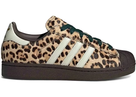 Женские кроссовки Adidas Superstar II Leopard, темно-коричневые/кремовые