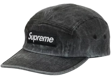 Унисекс кепка Supreme Coated Denim Camp, черная