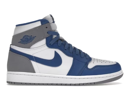Мужские кроссовки Air Jordan 1 Retro High OG True Blue, бело-синие/цементно-серые
