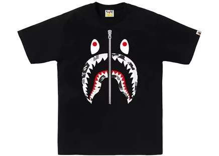 Мужская футболка Bape ABC Camo Shark, черный/серый/серебристый