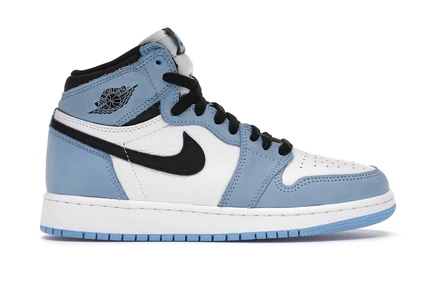 Кроссовки для мальчиков Jordan Air Jordan 1 Retro High OG, бело-голубые/черные