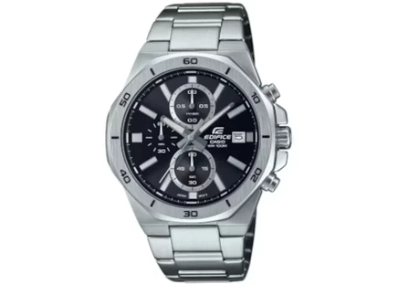 Мужские часы Casio Edifice EFV-640D-1A, корпус 44 мм из нержавеющей стали, кварцевые, черный циферблат