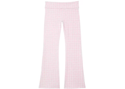 Женские леггинсы PINK x LoveShackFancy хлопковые, расклешенные с отворотом, в клетку