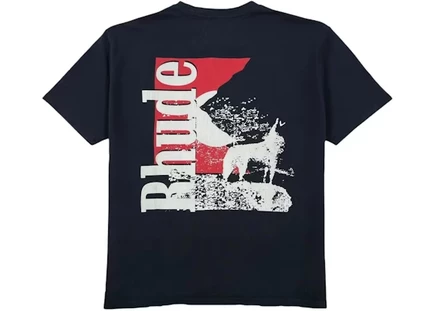 Мужская футболка Rhude Moonlight Wolf с карманом, черно-бело-красная