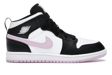Детские кроссовки jordan 1 mid бело-черные/розовые