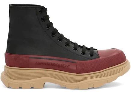 Мужские ботинки Alexander McQueen Tread Slick, черно-красно-бежевые
