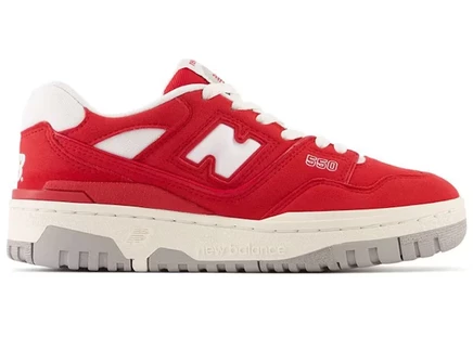 Детские кроссовки new balance 550 team red suede, красно-белые