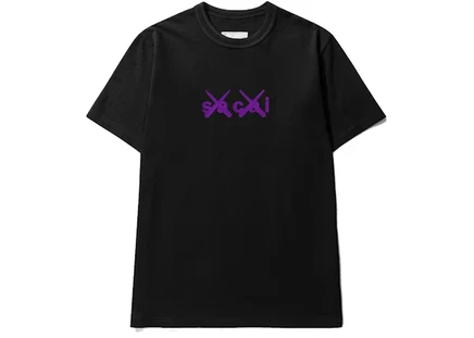 Мужская футболка KAWS x sacai Flock Print, черно-фиолетовая