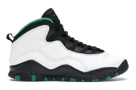 Детские кроссовки Jordan 10 Retro Seattle, бело-черно-зелено-желтые