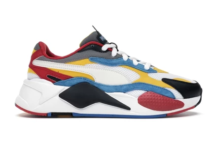 Детские кроссовки puma rs-x 3 puzzle, бело-желто-черные