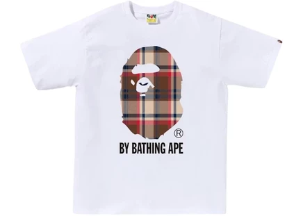 Мужская футболка Bape Check By Bathing Ape, бело-красная