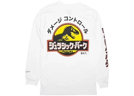 Мужской лонгслив BAIT x Jurassic Park Damage Control, белый