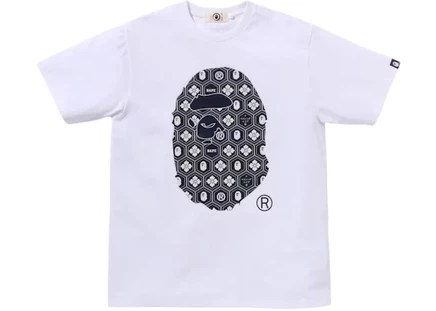 Мужская футболка Bape Ape Head, бело-синяя