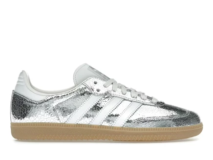 Женские кроссовки Adidas Samba OG из металлизированной кожи с эффектом трещин, серебристые