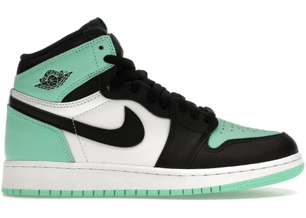 Детские кроссовки Jordan 1 OG, бело-черно-зеленые