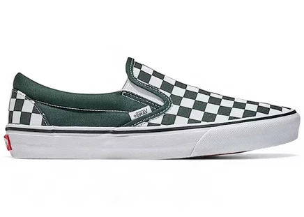 Мужские слипоны Vans Slip-On клетчатые, зелено-белые