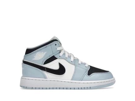 Детские кроссовки Jordan 1 Mid Ice Blue (GS), голубые