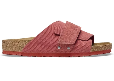 Сабо Birkenstock Kyoto замшевые с вельветом, терракотовые