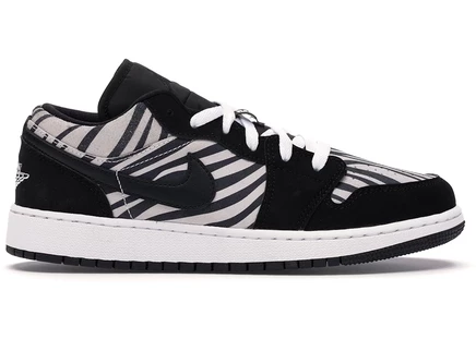 Кроссовки детские Jordan 1 Low Zebra, черно-бело-кремовые