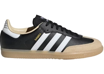 Детские кроссовки Adidas Samba OG, черно-белые с коричневой подошвой