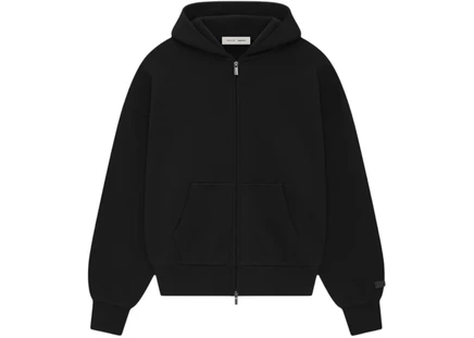 Fear of God Essentials Classic Full Zip-Up Hoodie Jet Black jet black