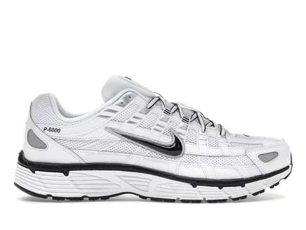 Мужские кроссовки Nike P-6000, белые с серебристыми и черными деталями