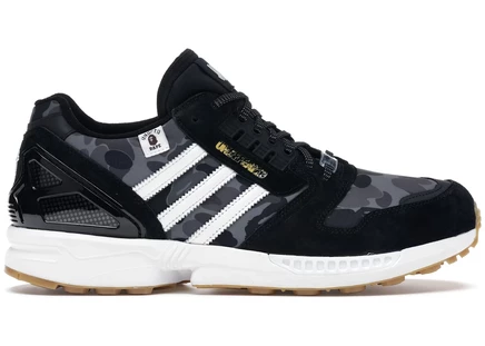 Мужские кроссовки Adidas ZX 8000 BAPE, черно-белые