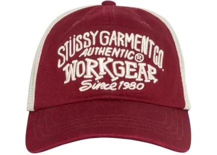 Мужская кепка Stussy Low Profile Workgear, бордовая