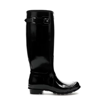 Женские резиновые сапоги Hunter Original Tall Gloss, высокие глянцевые, черные
