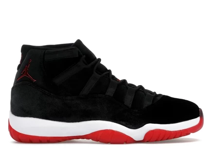 Женские кроссовки Jordan 11 Retro Bred Velvet, черно-красно-белые