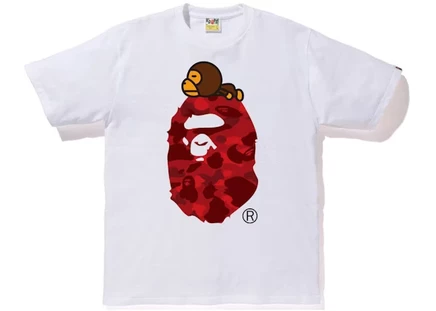 BAPE Color Camo Milo On Big Ape Relaxed Tee White/Red white/red