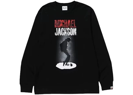 Мужская футболка Bape x Michael Jackson L/S, черная