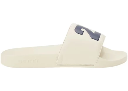 Мужские шлепанцы Gucci Pursuit Rubber Slide, Ivory Blue
