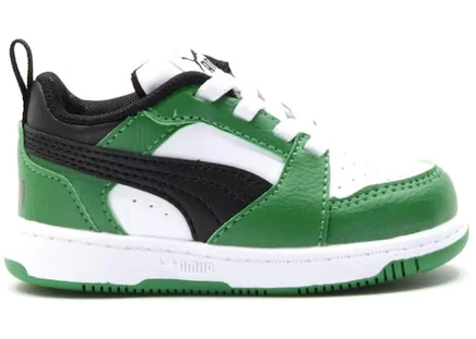 Детские кроссовки Puma Rebound V6 Low, зелёно-бело-чёрные